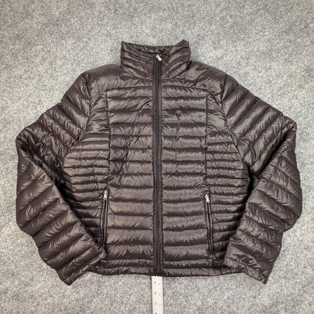Lauren Ralph Lauren Womens black Down Puffer Jacket Size L Full Zip Quilted 0862